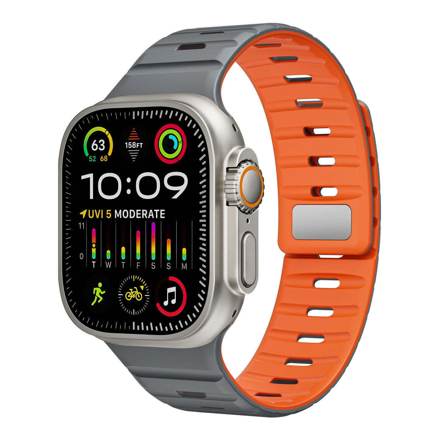 Compatible with Apple Watch 7/8/9/10 Series, SE, Ultra 2 Premium Magnetic Silicone Band