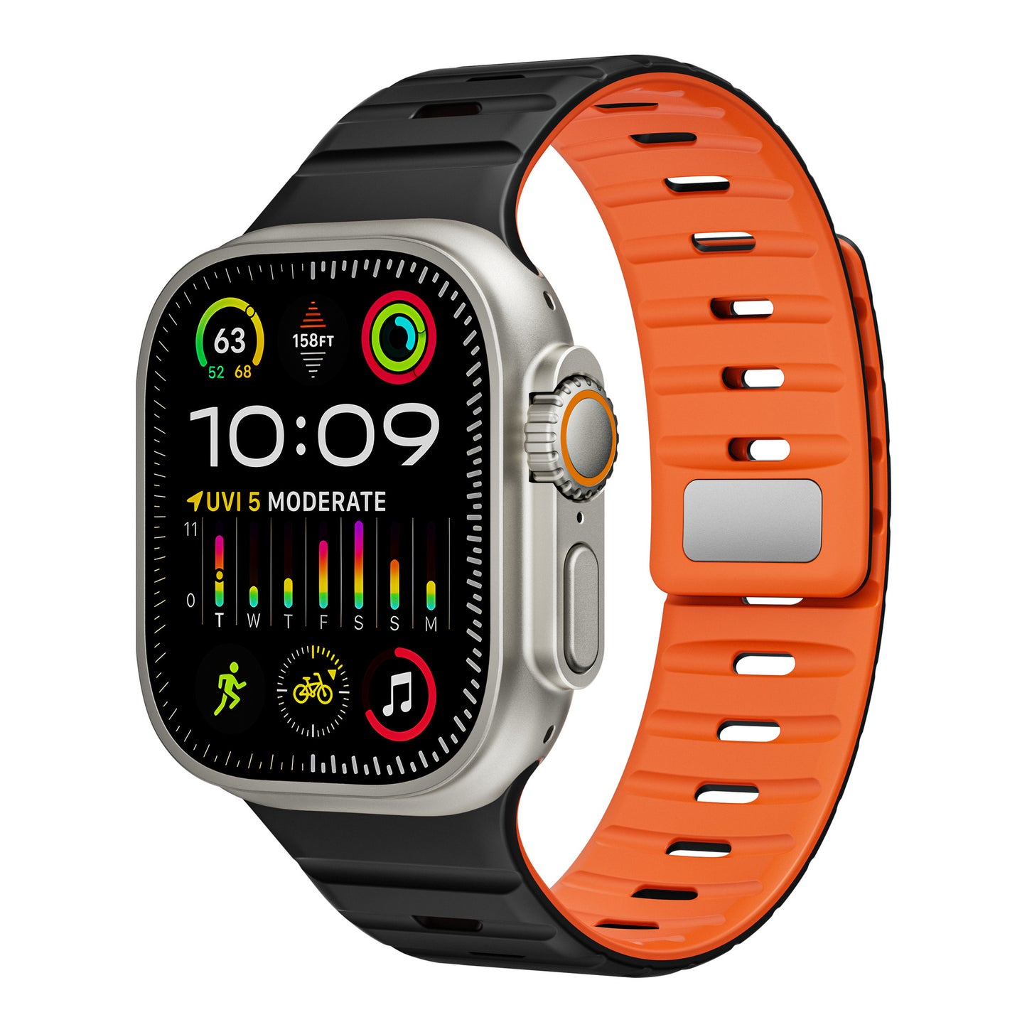 Compatible with Apple Watch 7/8/9/10 Series, SE, Ultra 2 Premium Magnetic Silicone Band