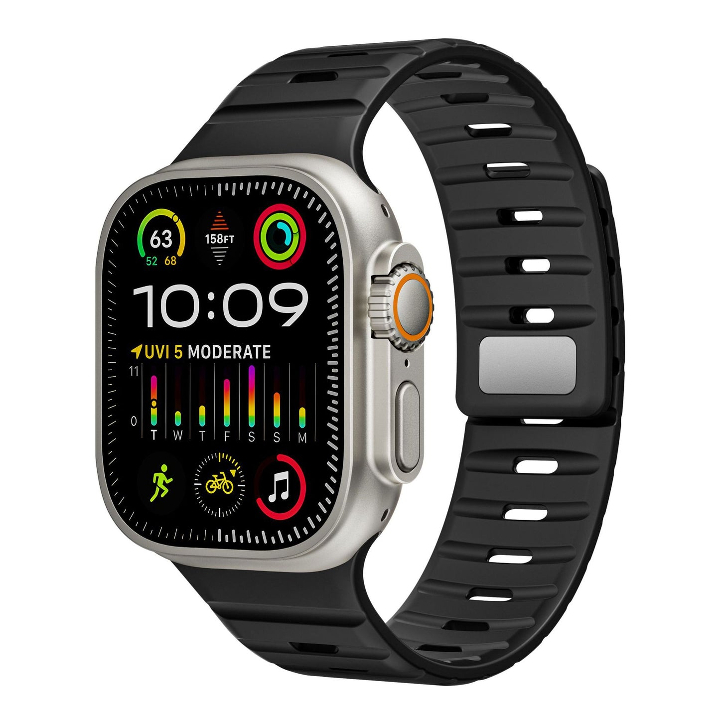 Compatible with Apple Watch 7/8/9/10 Series, SE, Ultra 2 Premium Magnetic Silicone Band