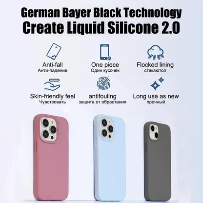 Original Liquid Silicone Phone Case For APPLE iPhone 13 12 14 15 Pro Max Cases For iPhone 15 Plus Shockproof Protective Cover