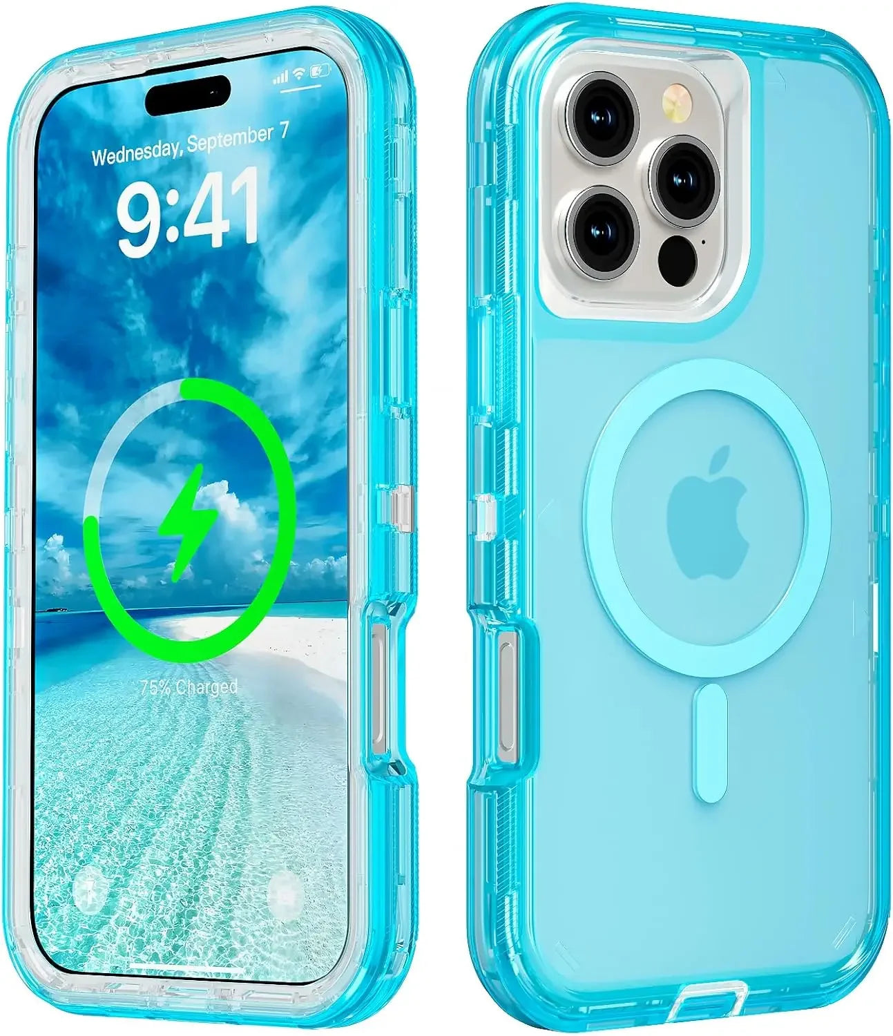 Luxury NEW 3 in 1 Heavy Armor Transparent Case for IPhone 16 15 14 Plus Pro Max for MagSafe Magnetic Otter Shockproof Box Covers